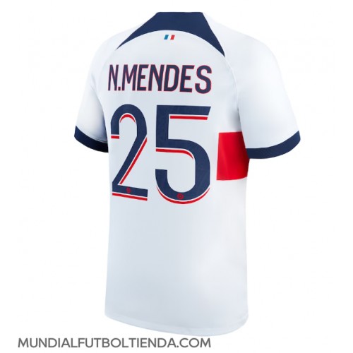 Camiseta Paris Saint-Germain Nuno Mendes #25 Segunda Equipación Replica 2023-24 mangas cortas
